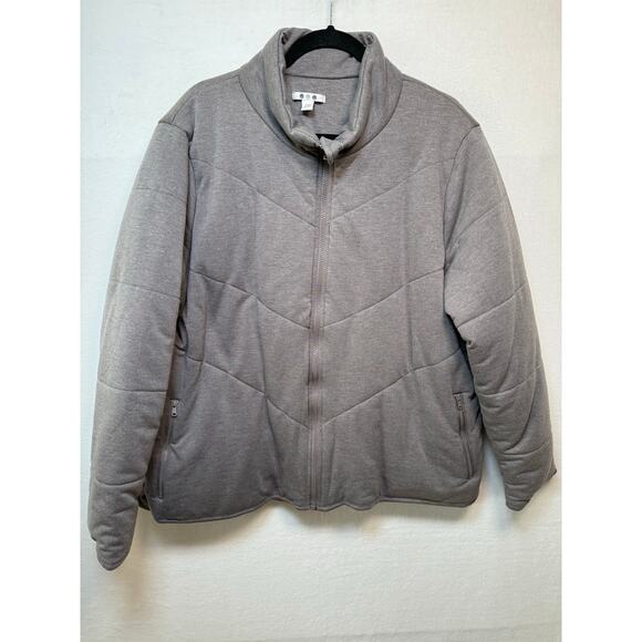 Three Dots Quilted Sweatshirt Jacket, Gray, Size XL - Picture 1 of 5